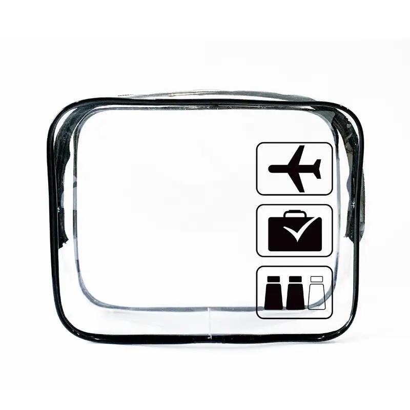 TSA-Approved Quart Size Clear Toiletry Bag - Transparent Makeup Bag for Air Travel. High-Quality Leak-Proof Design.