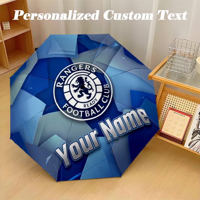 8 Rib Auto Folding Umbrella Rangers FC Print Custom Name Text Portable Rain Gear