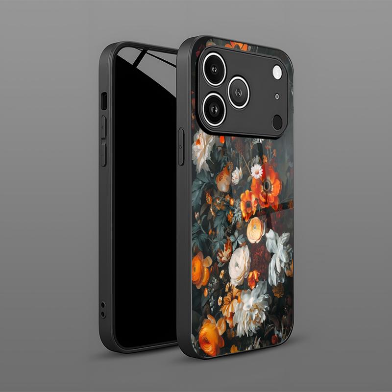 Retro Floral Pattern 2D Phone Case for iPhone 17 16 15 14 13 12 11 X XR XS Max Pro 8 plus - Glass Protective Cover