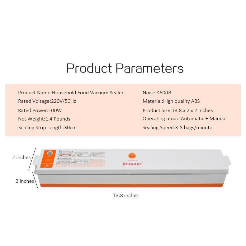 Household Food Vacuum Sealer Packaging Machine Film Sealer Vacuum Packer with 10Pcs Bags