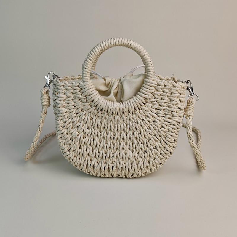 New Fashion Women Woven Bag Portable Basket Female Summer Popular Crossbody Straw Bag Beach Purses and Handbags