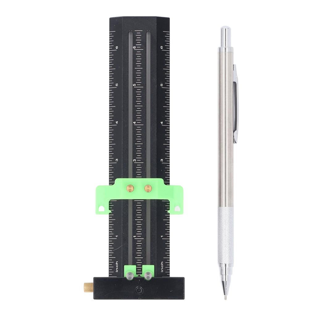 T Type Scribing Gauge with Steel Needle Double Line Marking Ruler Woodworking Sliding Measurement