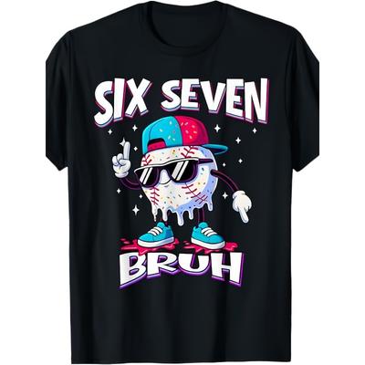 European Sizes  Funny Ice Cream Drip  T-Shirt, Medium Black, Casual Crew Neck, Regular Fit, All-season Wear, Vintage Style, Slight Stretch Fabric