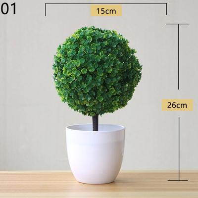 Green Artificial Plants Bonsai Small Tree Grass Flower Potted Bonsai Christmas Halloween Wedding New Year Home Decor