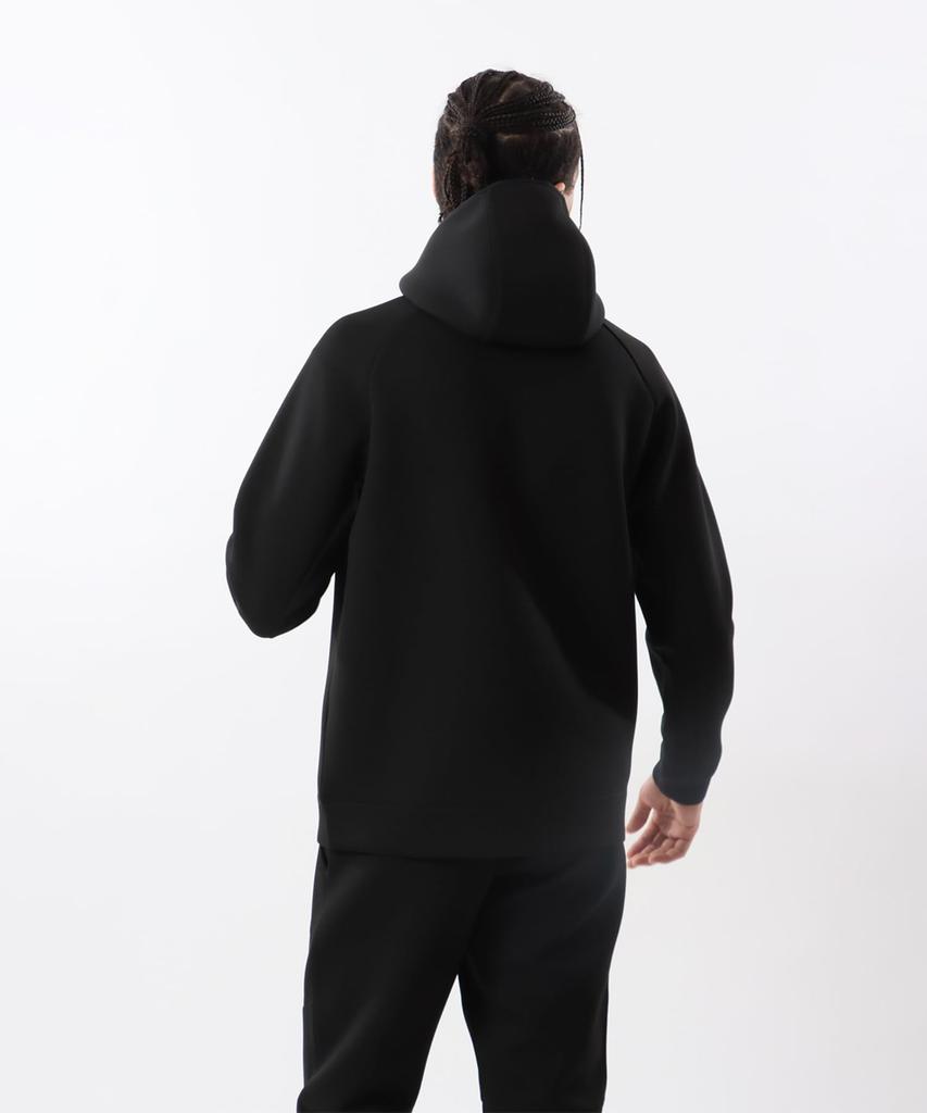 Champion Long Sleeve Stretch Hoodie with Warm Logo and TECH 3LS Zip Hooded Basketball Size L Men's One-Point Logo, WEAVE® Sweatshirt, Black,