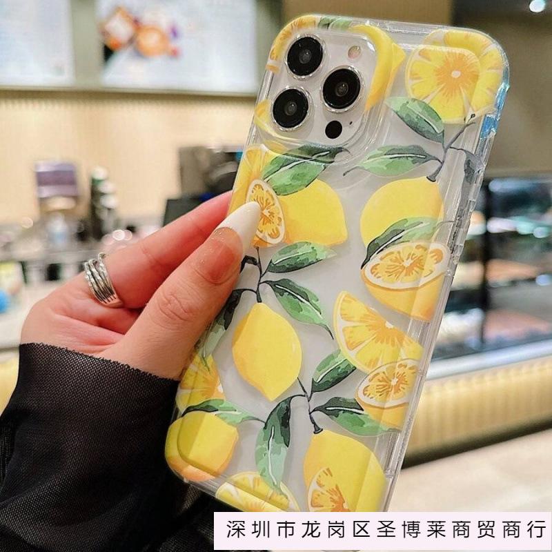 Fresh lemon is suitable for Apple 16promax mobile phone case 15plus airbag 14 transparent 13 foreign trade 12 personality 11