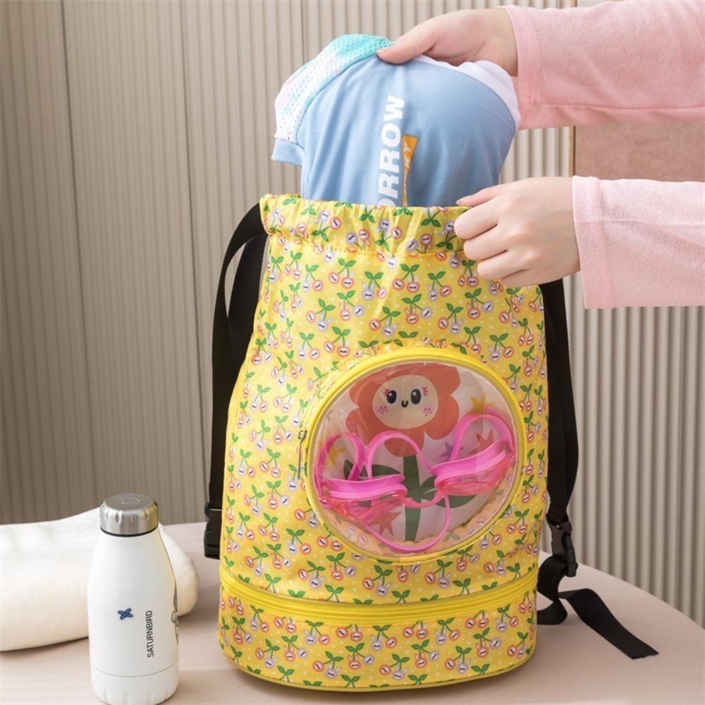 Waterproof Cartoon Swim Bag Dry and Wet Separation Drawstring Storage Bag Portable Beach Bag Kids