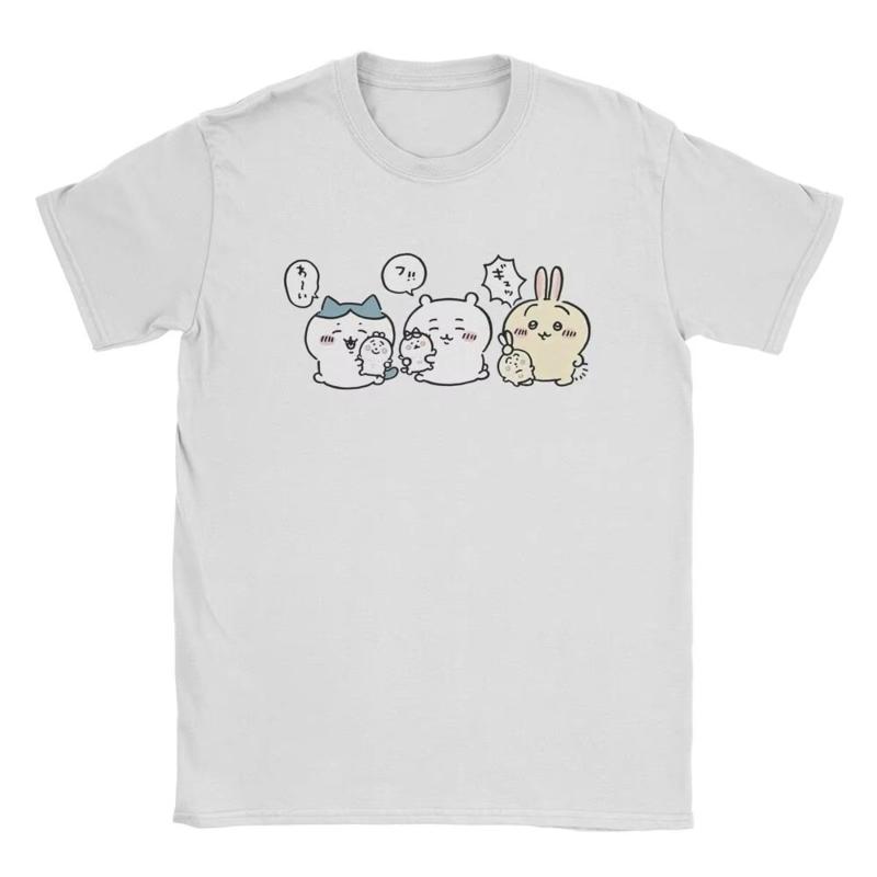 MINISO Chikawa Drawing T Shirt Men Women Amazing T-Shirt Crew Neck Cartoon Cute Tee Shirt Short Sleeve Tops