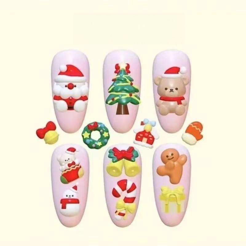 1Pcs Diy Transparent Manicure Decor Templates Christmas Tree Snowman Gingerbread Man 3D Nail Art Silicone Molds