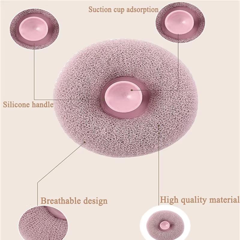 1pc/4pcs Circular Shower for Massage Mesh Bath Sponge Ball with Suction Cup Body Shower Cleaner Massage Bubbler Bathroom Tools