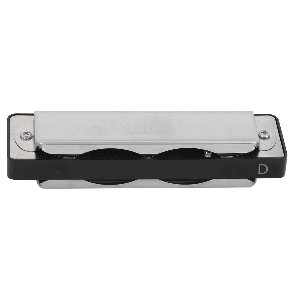 10‑Hole Harmonica Blues D Key Harp Wind Musical Instrument Beginner Practice AM‑20DBlack