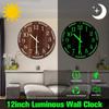 Non-Ticking Luminous Wall Clock Silent Glow In The Dark Round Quartz Clock 12 Inch Time Accuracy Night Light Hanging Clock