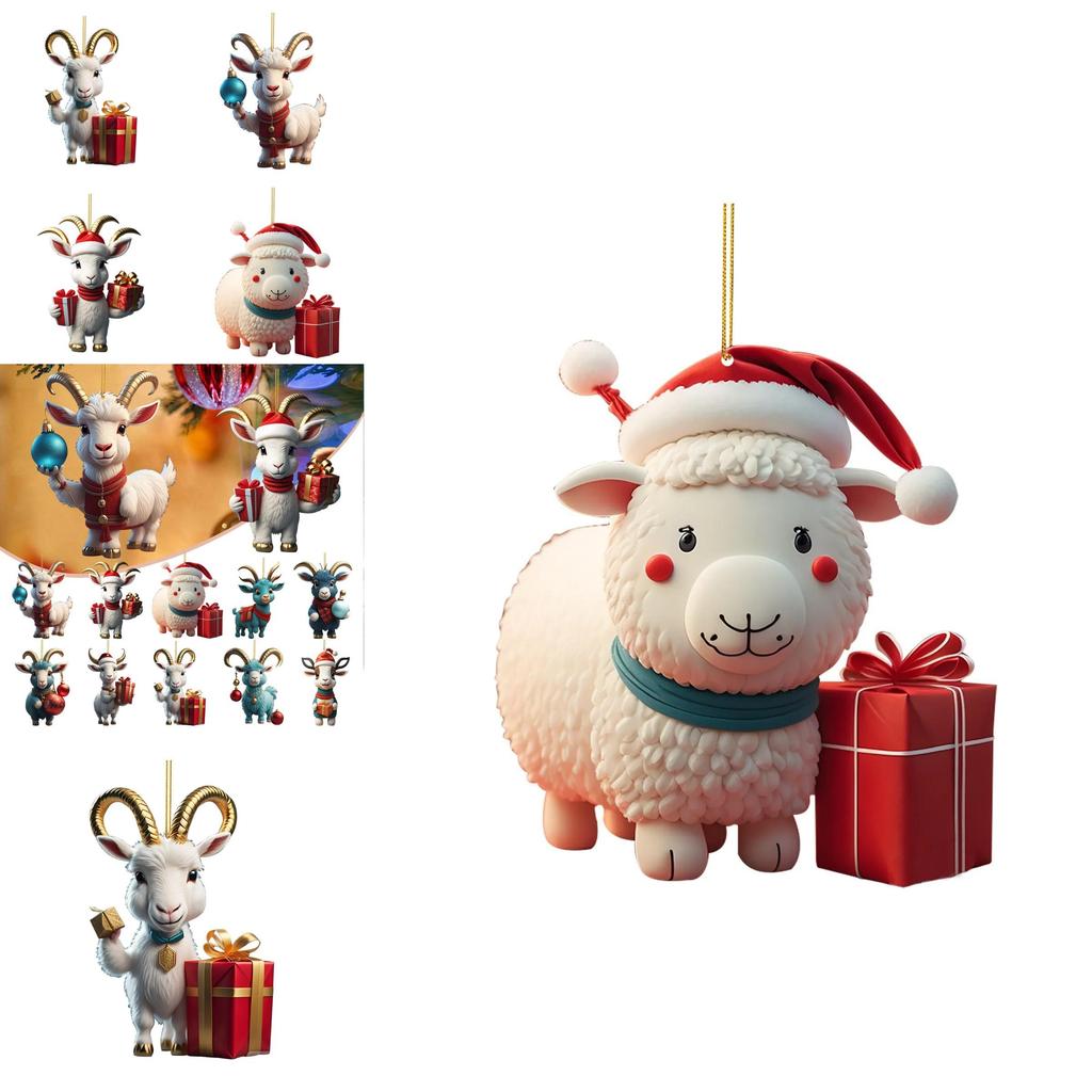 Entzückendes Cartoon-Ziegen-Auto-Hängeornament für Weihnachtsbaum-Hausdekoration