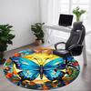 1pc Butterfly StainedGlass Office Round Area Rug, Under Office Chairs Bedroom Living Room Home Decor, Room Deco