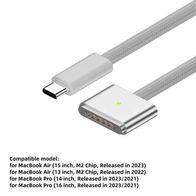 USB-C auf Magnetisches 3 Kabel Kompatibel mit Magsafe Ladekabel für 14” 16” MacBook Pro 2024 M3 Pro & Max, MacBook Air 2022 M