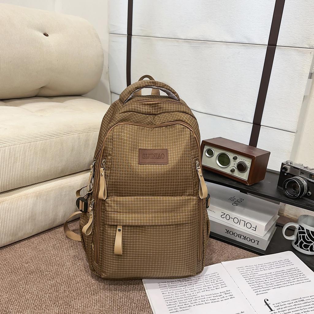 Schoolbag1011 New Schoolbag Female College Student Solid Color Large Capacity Backpack Multi-layer Junior High School High School Student Backpack