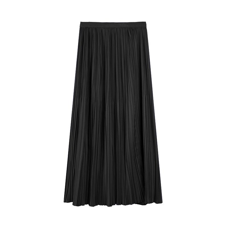 High Waist Pleated A-Line Midi Skirt - 2025 Slimming, Solid Color, Versatile Design