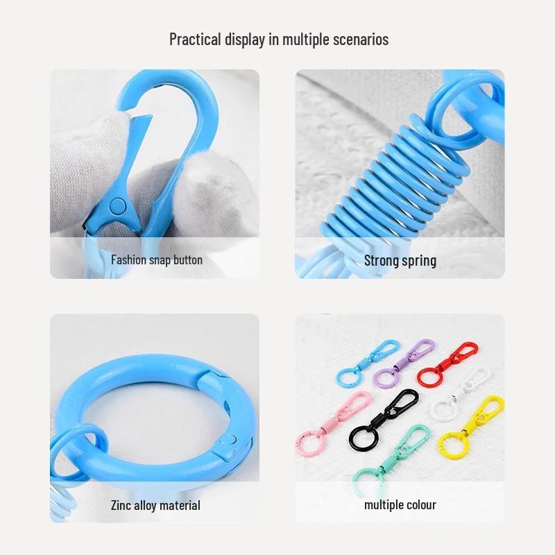 Bunter doppelseitiger Schlüsselanhänger mit Spirale für Rucksäcke und Autoschlüssel