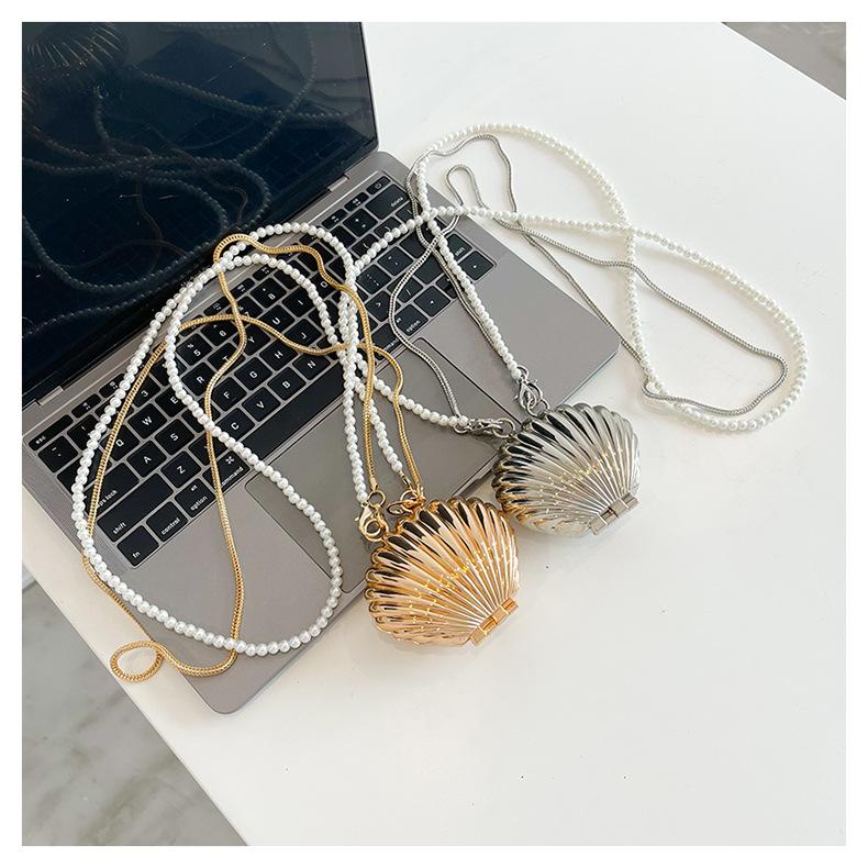 2025 New Summer Lipstick Bags for Women Fashion Pearl Mini Purse Crossbody Bag High Quality Gold Shell Bag Designer Shoulder Bag