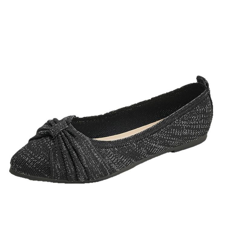 Large-sized Fly-knit Breathable Flat Single Shoes for Women with A Shallow Toe for Lazy Women