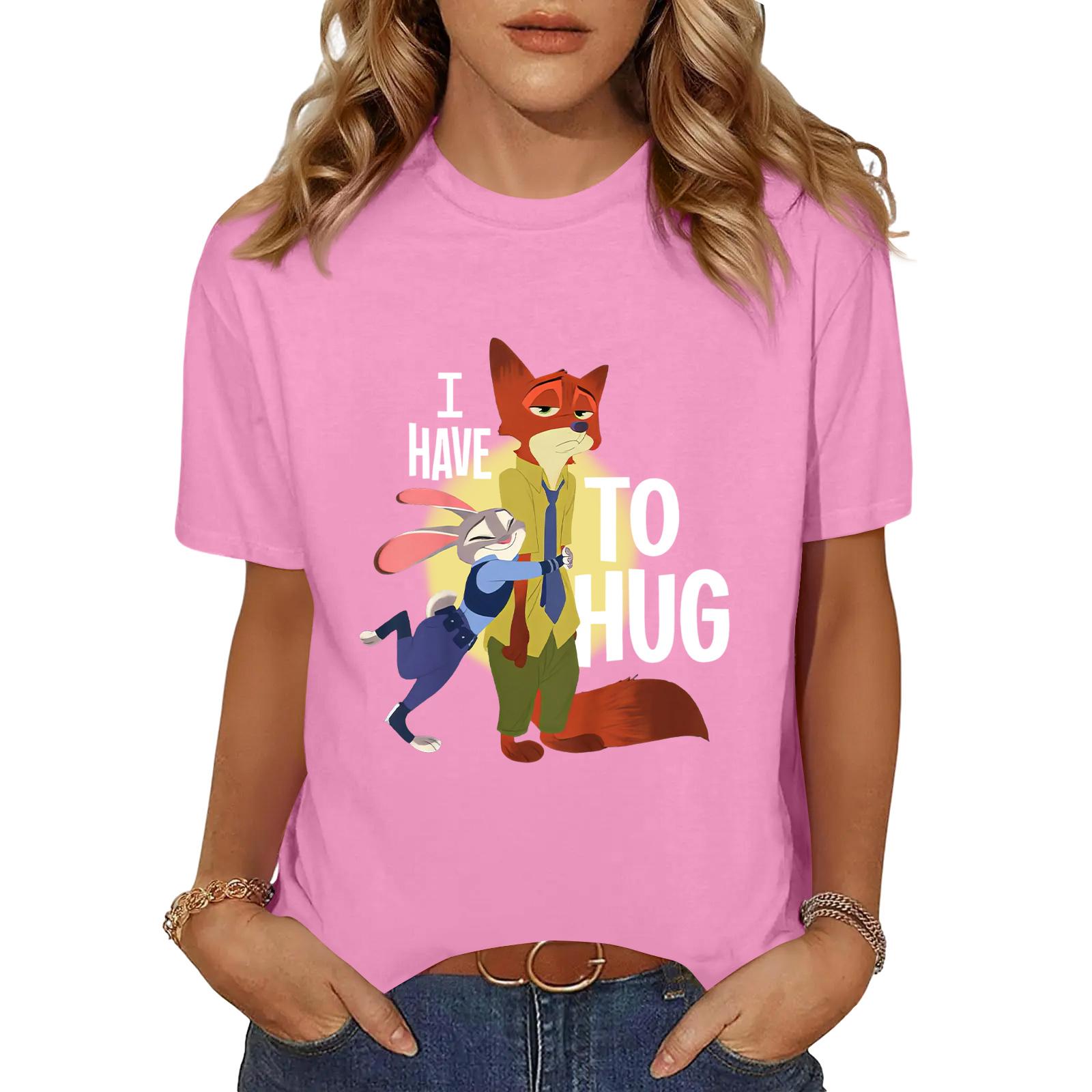 

Women s Fashionable And Comfortable Plus Size Printed Casual Short-Sleeve Top L рожевий