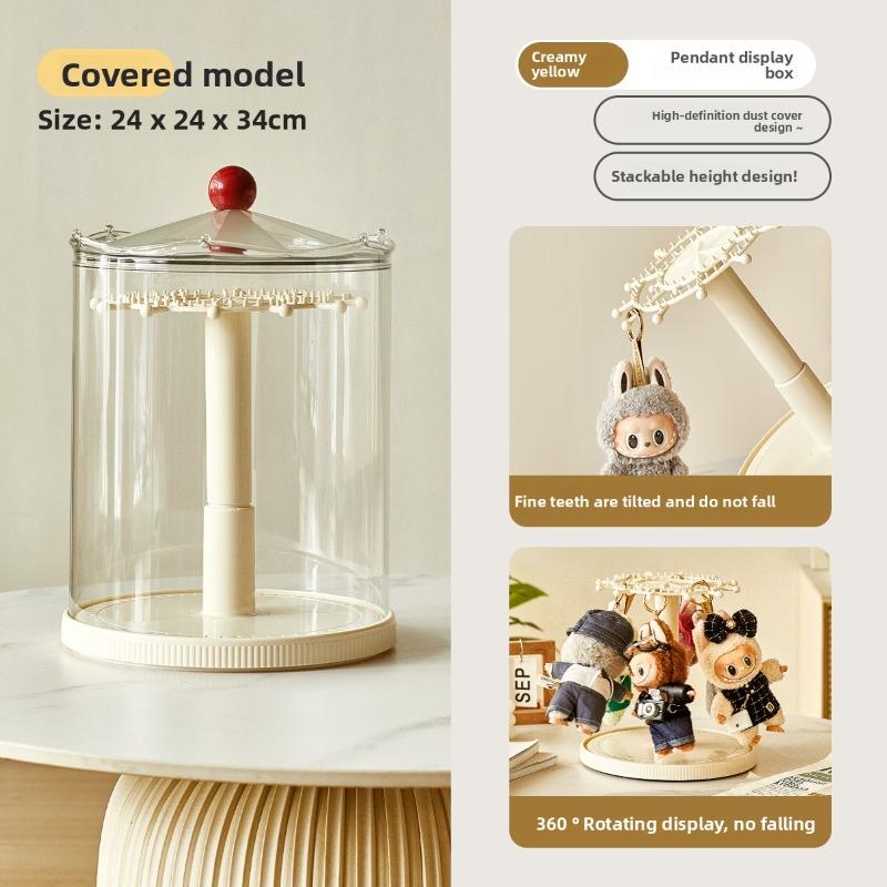 Rotating Blind Box Display Stand, Hanging Storage, Bubble Mart Figurine Dust Cover, Desktop Doll and Ornament Rack