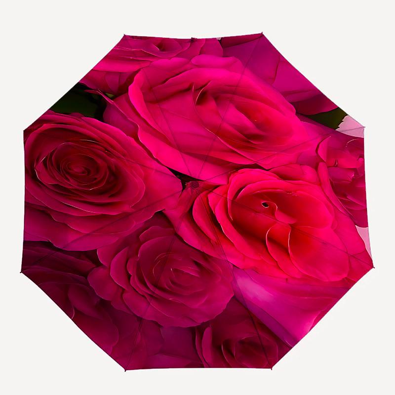 

1pc rose flower umbrella with 8 iron ribs and a plastic handle, automatic opening and closing, and daily use.1069