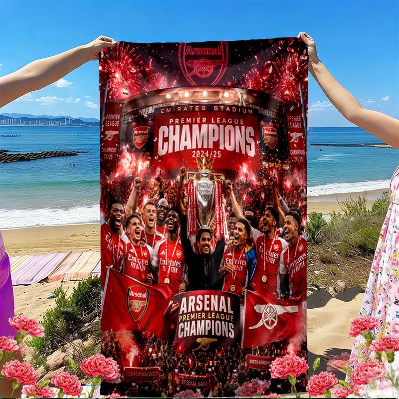 Football Team Print Beach Towel, Versatile Lightweight Absorbent Beach Towel for Pool Surf Yoga Bathroom, Perfect Birthday Holiday Gift