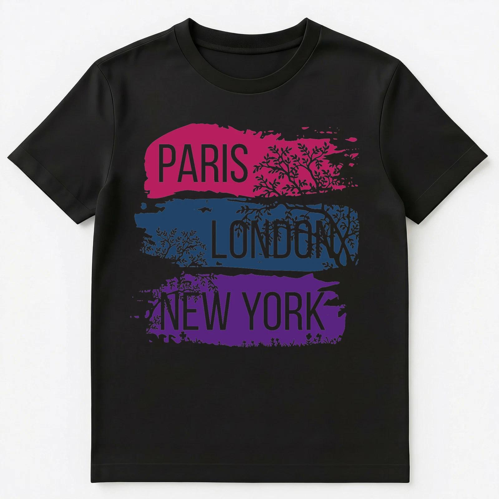 Paris London New York Artistic And Colorful Modern Unisex T-Shirt 2XL