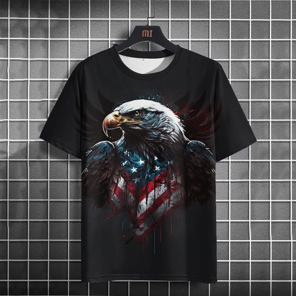 

Мужская футболка с принтом американского флага, летняя дышащая футболка с короткими рукавами и круглым вырезом, модные топы в уличном стиле, мужские свободные толстовки, футболки 6XL