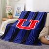 Universidad De Chile Blue Vertical Stripe Big U Logo Print Flannel Blanket Soft Warm Throw Blanket For Sofa Bed Couch Sports Fan Home Decor Gift