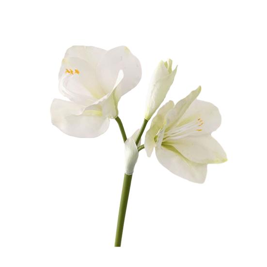 22" Real Touch Künstlicher Amaryllis-Strauß Langer Stiel Seidenblume mit 2 vollen Blüten und 1 Knospe für Haus Büro Vase Blumengestecke