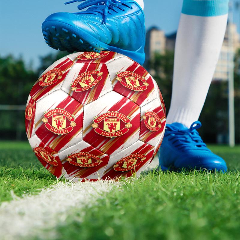 Manchester United F.C Print Size 5 Soccer Ball, PU Wear Resistant Football for Match Training and Daily Practice, Birthday Gift for Soccer Fans