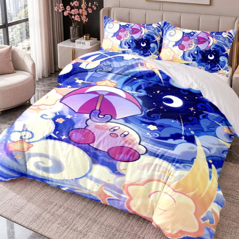 Kirby 3Pcs Bedding Set Duvet Cover With Two Pillowcases For Bedroom Home Decoration