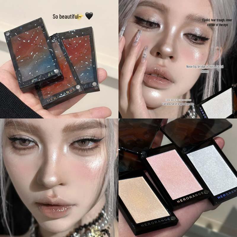 Light & Shadow Contour Palette: Super Sparkle Pearlescent Powder for Natural Long-Lasting Highlighting & Brightening
