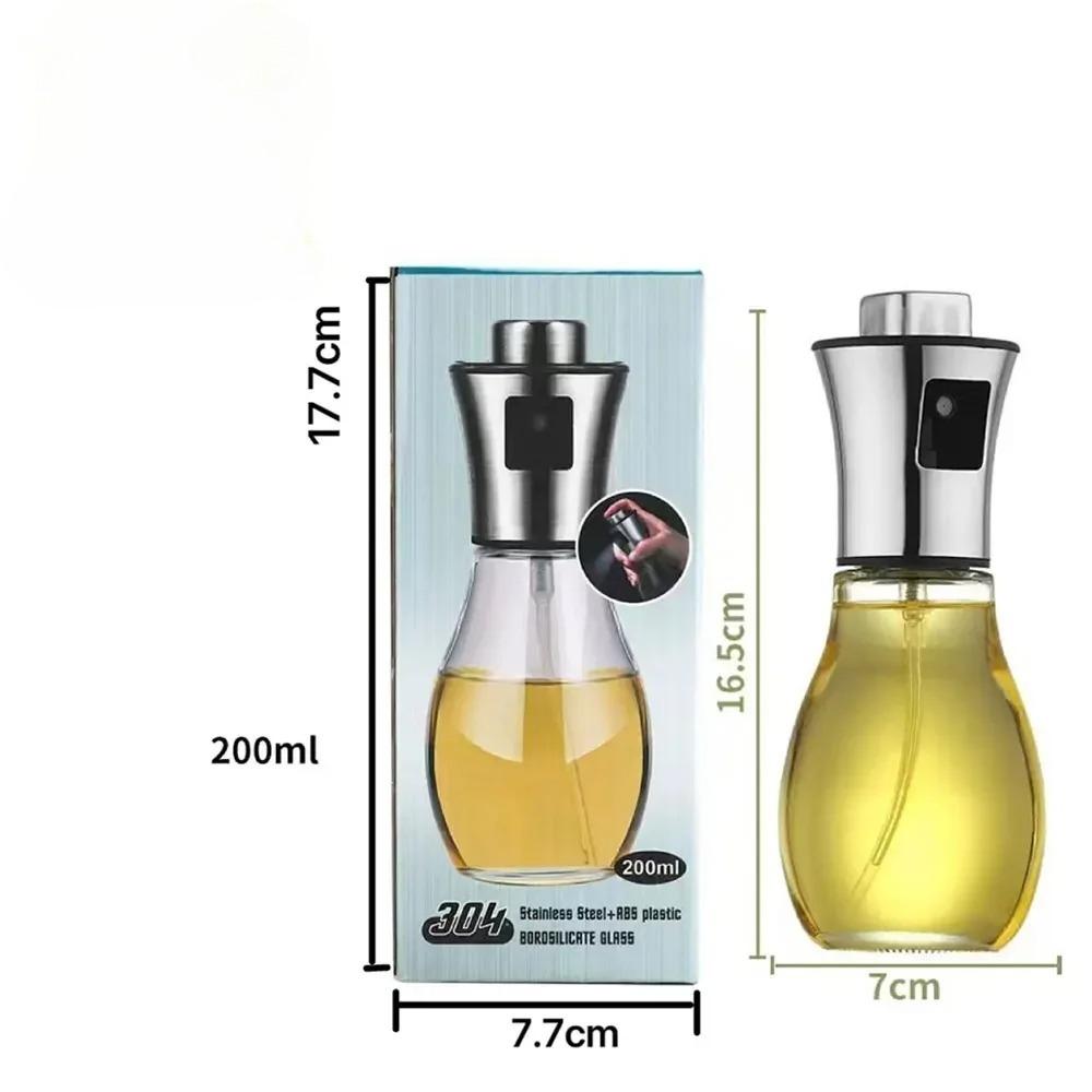 1pc Oil Spray Bottle 304 Stainless Steel Pressurized Spray Glass Kitchen Olive Edible Oil Barbecue Bottle Restaurant Barbecue