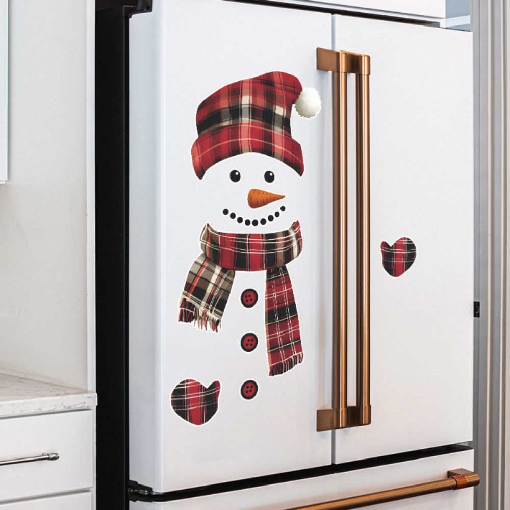 Creative DIY Christmas Snowman Sticker Cute Cartoon Christmas Wall Sticker Painted Snowflake Decal Background Beautification