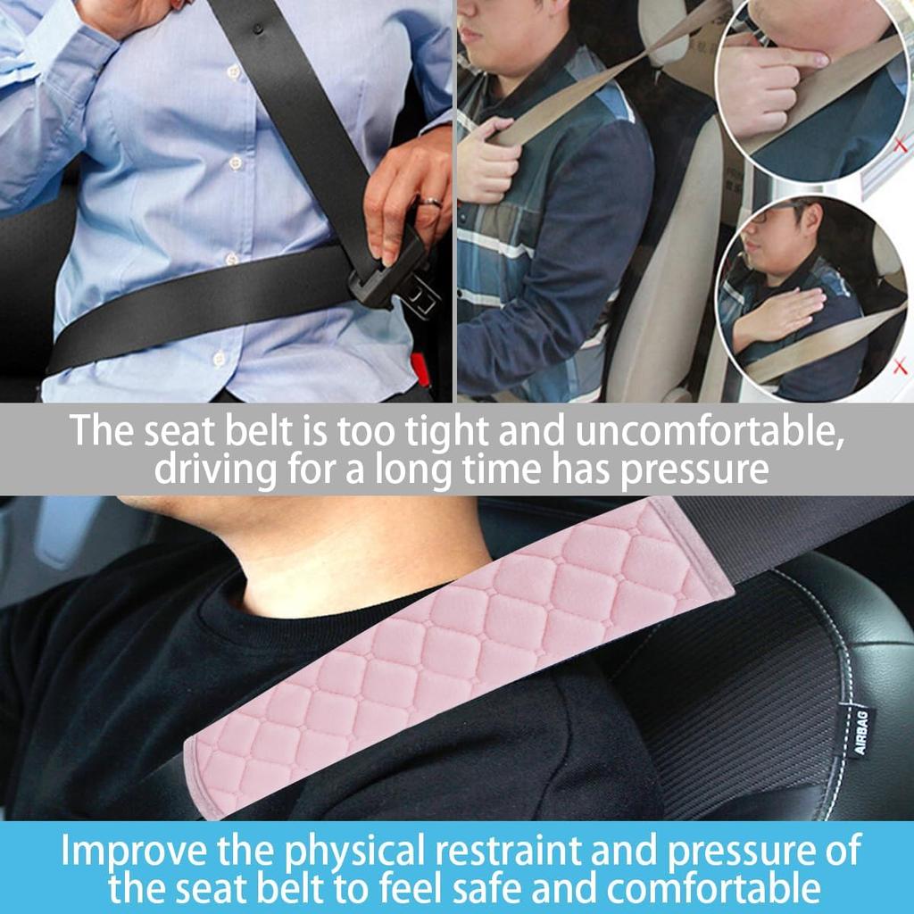 2PCS Universal Car Seatbelt Strap Cover, Long Crystal Velvet Shoulder Pad Cover Kit for Adults and Children, Helps Avoid Friction On Shoulder and