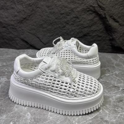 [Fanfna] Sandales d'été 2025 pour femmes, nouvelles chaussures romaines pour femmes en maille tressée à la main à semelle épaisse, chaussures décontractées légères à semelle souple