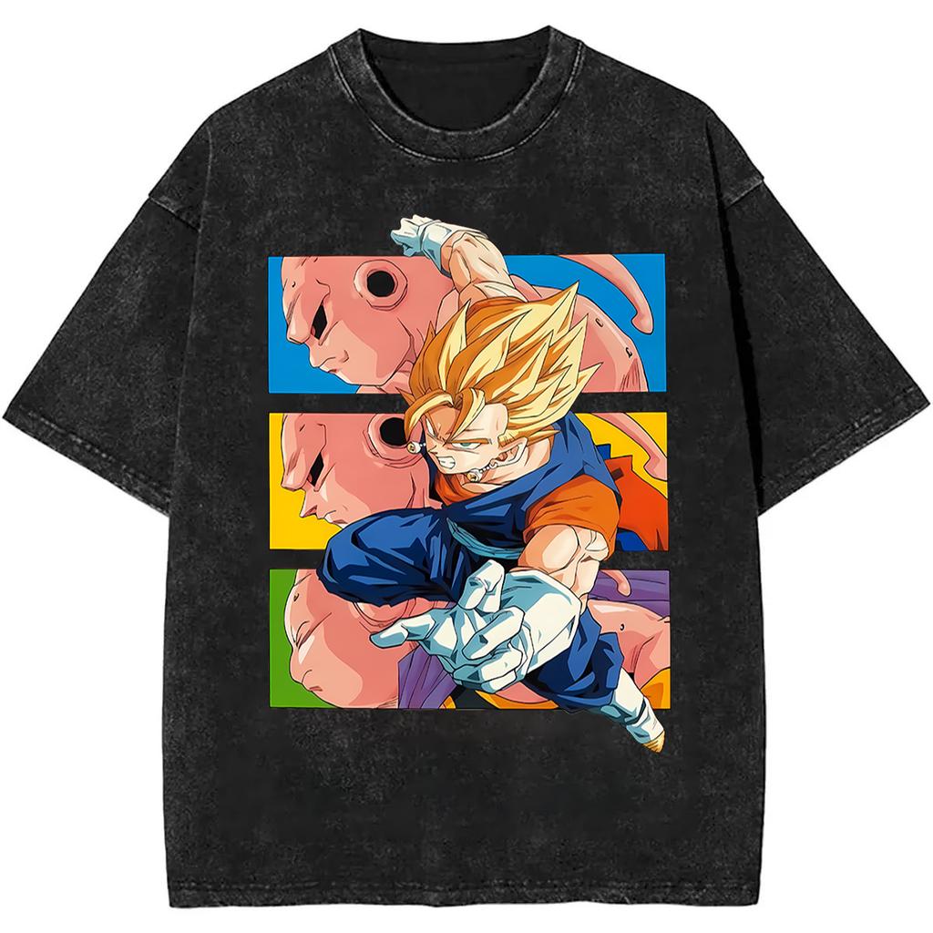 Dragon Ball Anime Printed Tshirt Mens and Womens Washed Tshirt High Quality Vintage Cotton Tshirt Harajuku YK Tops