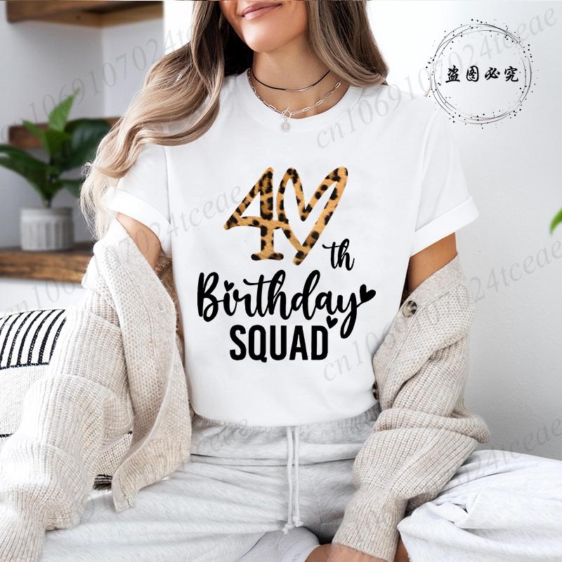 Unisex S Casual T-Shirts It s My 40th Birthday Leopard Print T-Shirt Short Sleeve Top Casual Wear Birthday Party Graphic Tee Tops S