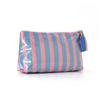 PVC Striped Cosmetic Bag Fringe Trim Waterproof Zipper Closure Portable Makeup Pouch Lightweight Toiletry Case for Travel