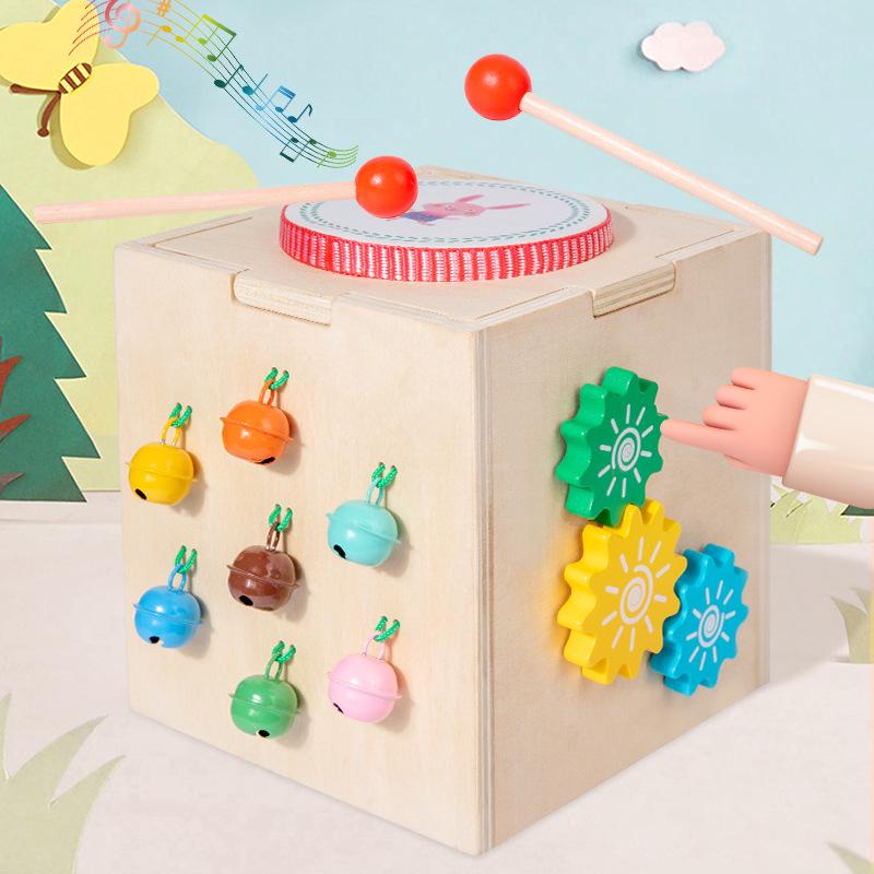 

Wooden Multifunctional Musical Box: Educational Toy for Early Childhood (0-3 Years) with Percussion Drum