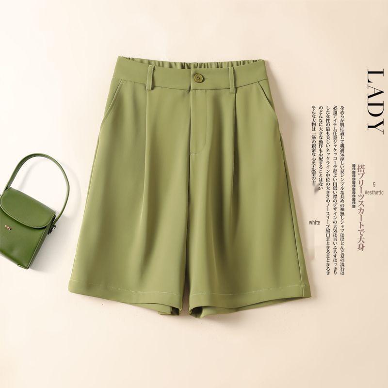Women's High-Waisted A-Line Ice Silk Bermuda Shorts