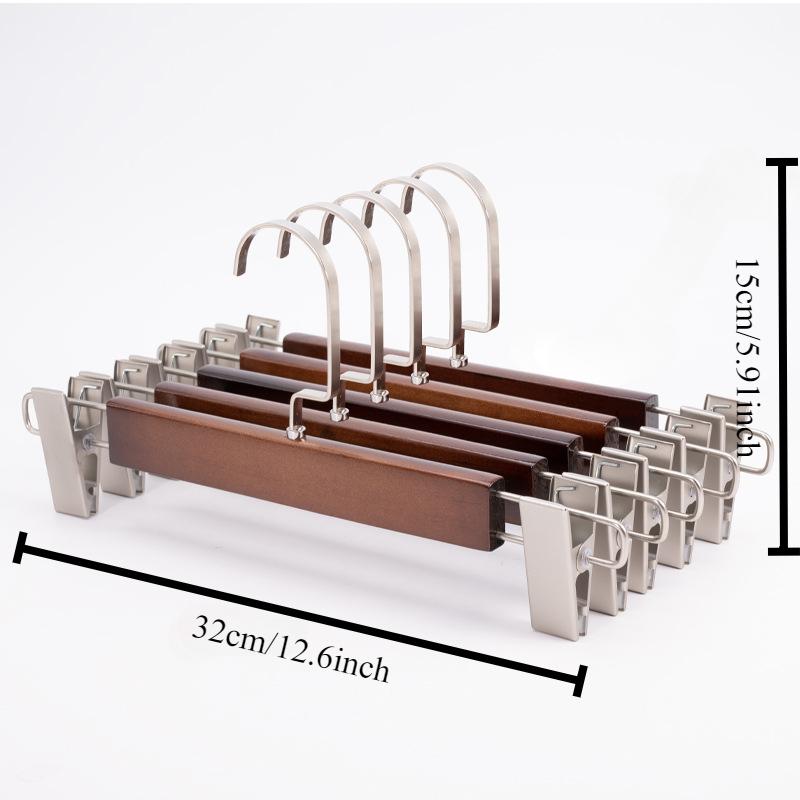 

Натуральное дерево, роскошные деревянные вешалки для брюк, нижняя вешалка, вешалка для джинсов, вешалка для юбки с 2 регулируемыми зажимами, крючок с защитой от ржавчины Pack of 20