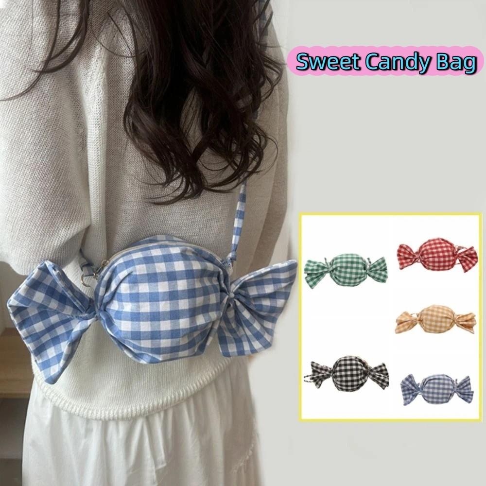 Sweet Candy Bag Grid Candy Bag Cloth Red Plaid Crossbody Bag Printed Shoulder Bag  Student
