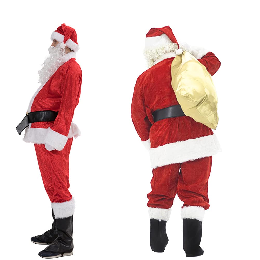 Santa Claus Adult Santa Christmas Luxurious Long Party Santa Clothes [Formemory] Costume, Thick, Cosplay, Costume, Reindeer, 8-piece Set, Men's,