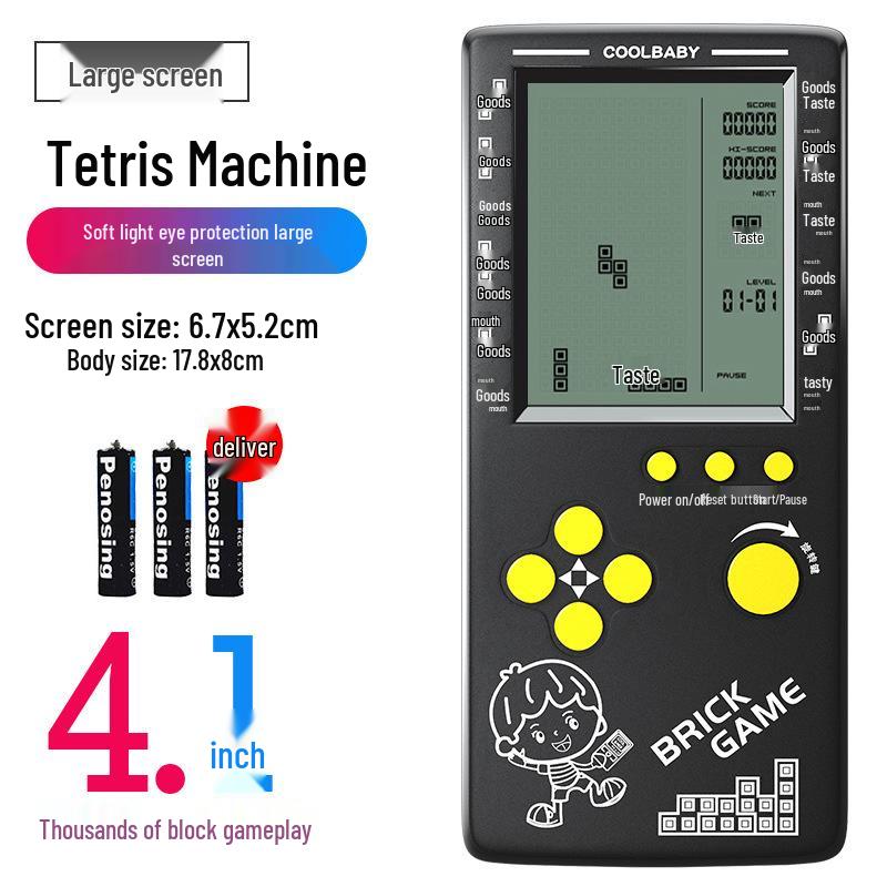 4,1-Zoll Retro Tetris Spielkonsole: Handheld Lernspielzeug für Kinder im Vintage-Stil