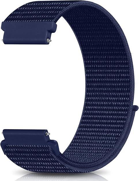 FORWELLENY Luxus Nylon Klettverschluss Atmungsaktives Armband für 18mm/20mm/22mm Smartwatches 20 mm dunkelblaue
