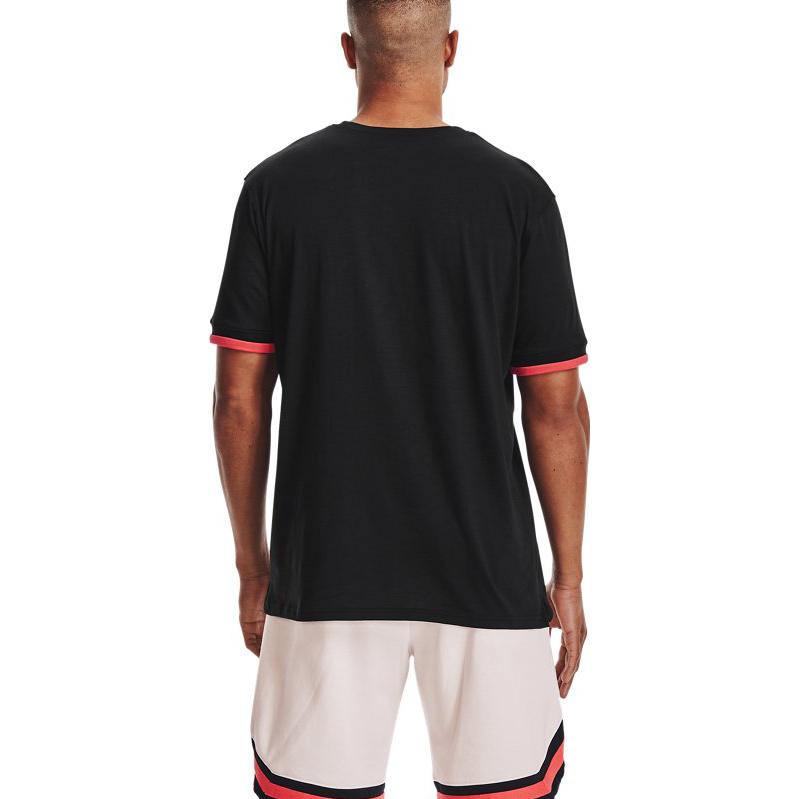 Under Armour T-shirt d'entraînement à col rond imprimé logo coupe ample manches courtes homme hauts noir 1361665-001